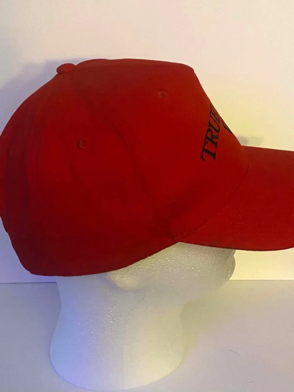True Religion Red Baseball Cap Black Embroidered Logo 100% Cotton Adult One Size